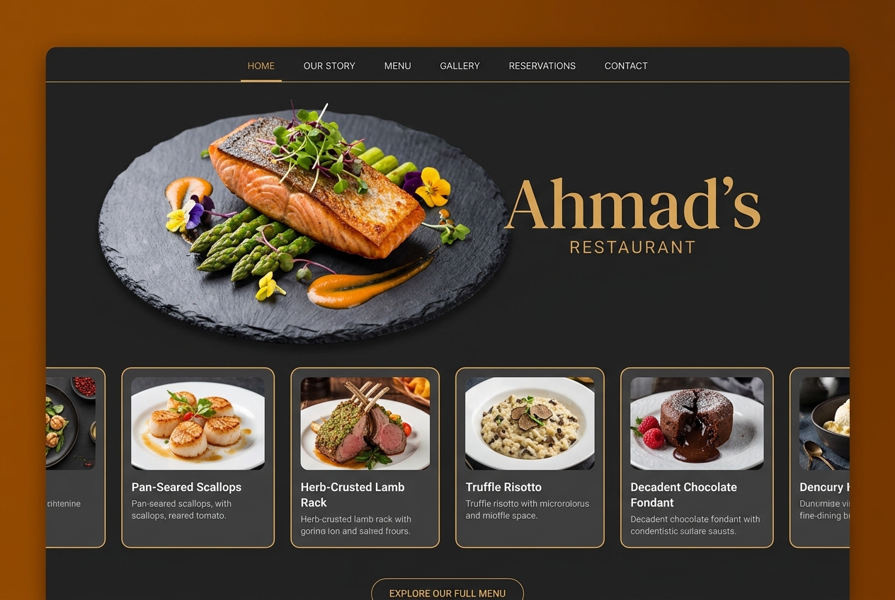 Ahmad Restaurant Portfolio website