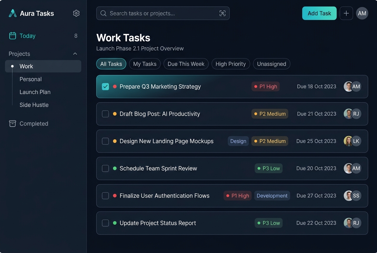 TaskFlow Todo productivity application