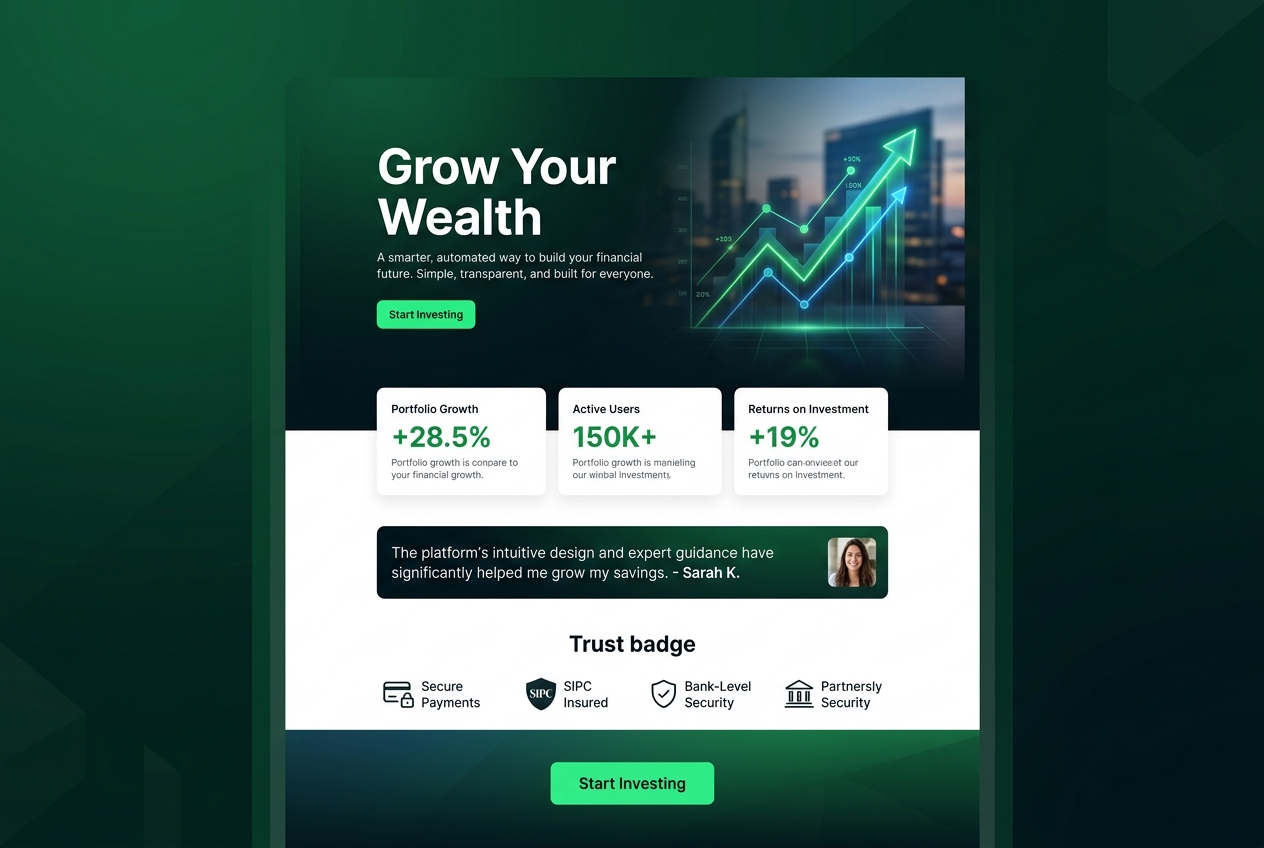 FinEdge Investment Platform landing page